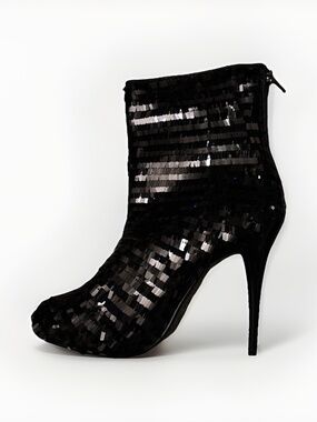 Red Kiss Black Sequin Stiletto Ankle Boot 10